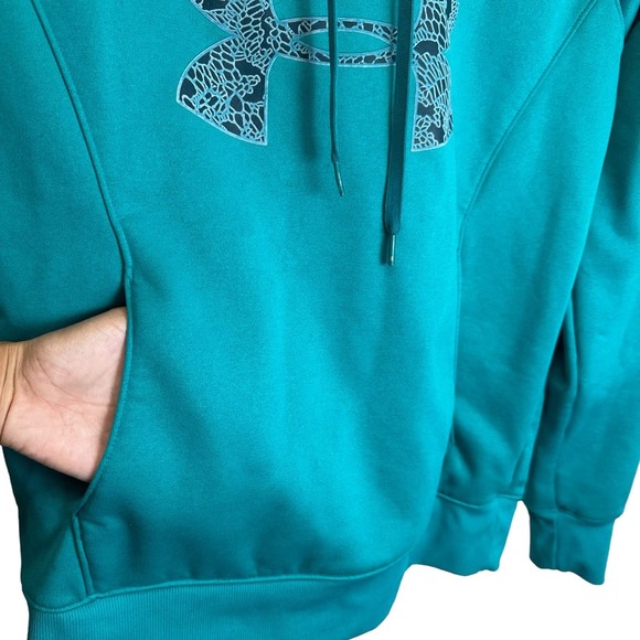Under Armour Hooded Pullover Fleece Jacket Women’s sz. M Green Storm Pulse - Picture 2 of 10